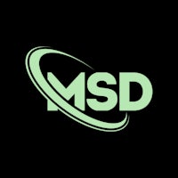 the msd logo on a black background